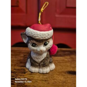 Vintage Jasco 1985 Bisque Porcelain Lil Chimers Bell Ornament Pom Ball Christmas